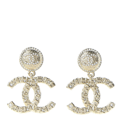 Chanel Crystal CC Drop Earrings Gold 1 of 5