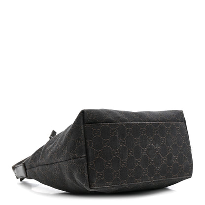 Gucci Denim Monogram Small Hobo Dark Brown 4 of 12