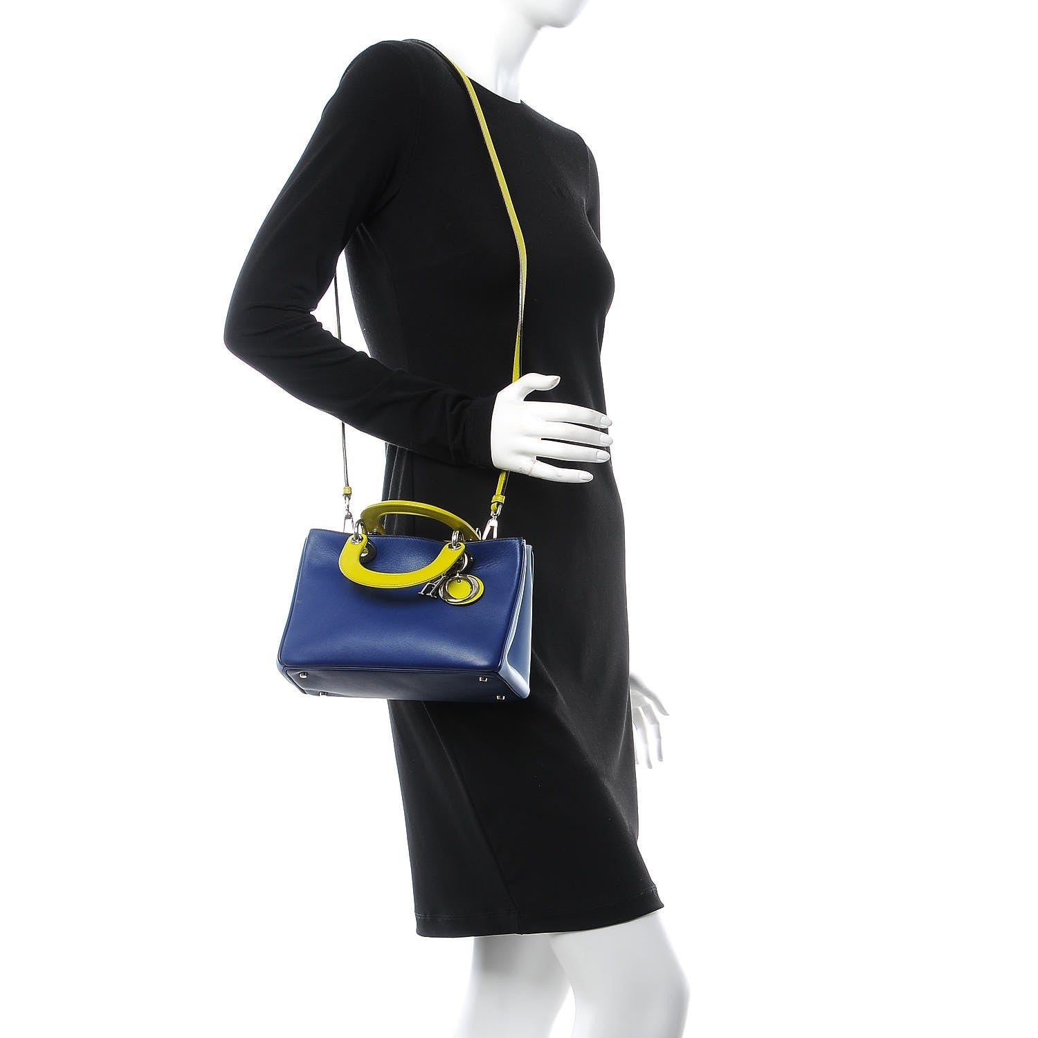 Christian Dior Calfskin Small Tri-color Diorissimo Navy Light Blue Yellow 2 of 7