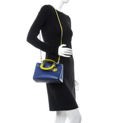 Christian Dior Calfskin Small Tri-color Diorissimo Navy Light Blue Yellow 2 of 7