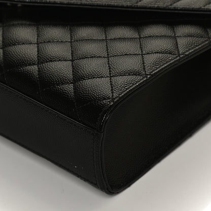 Saint Laurent Grain De Poudre Textured Mixed Matelasse Triquilt Medium Monogram Satchel Black 11 of 12
