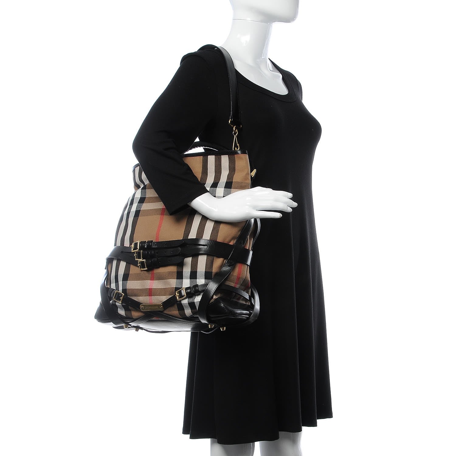 Burberry House Check Bridle Calfskin Medium Gosford Hobo Black 2 of 11
