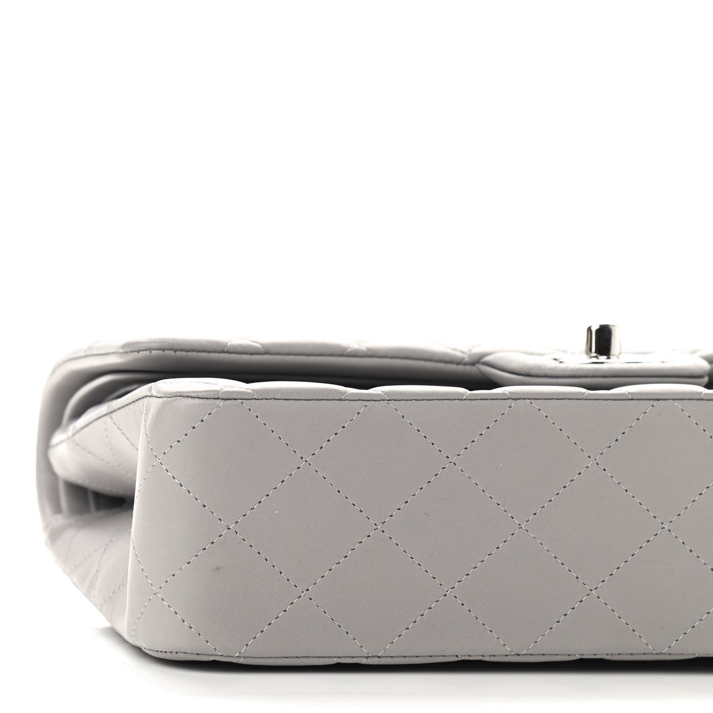 Lambskin Quilted Medium Double Flap Grey