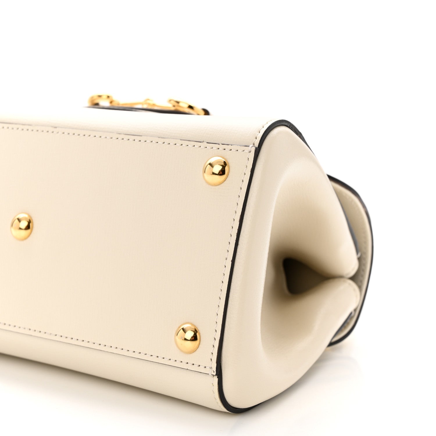 Gucci Glazed Textured Calfskin Mini Horsebit 1955 Top Handle Flap Bag Mystic White 9 of 10