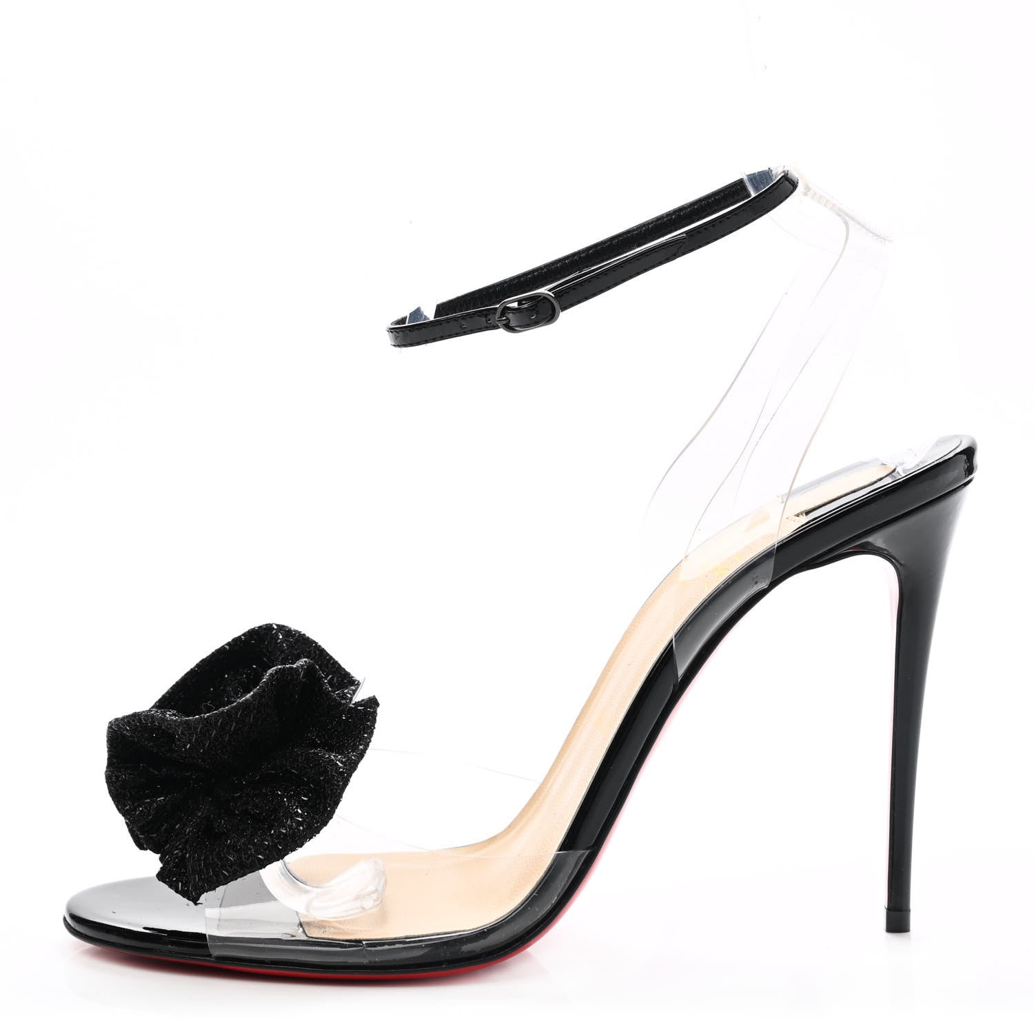 Christian Louboutin Metallic Calfskin Glitter Tonic PVC Fossiliza 100 Sandals 41.5 Black 1 of 7