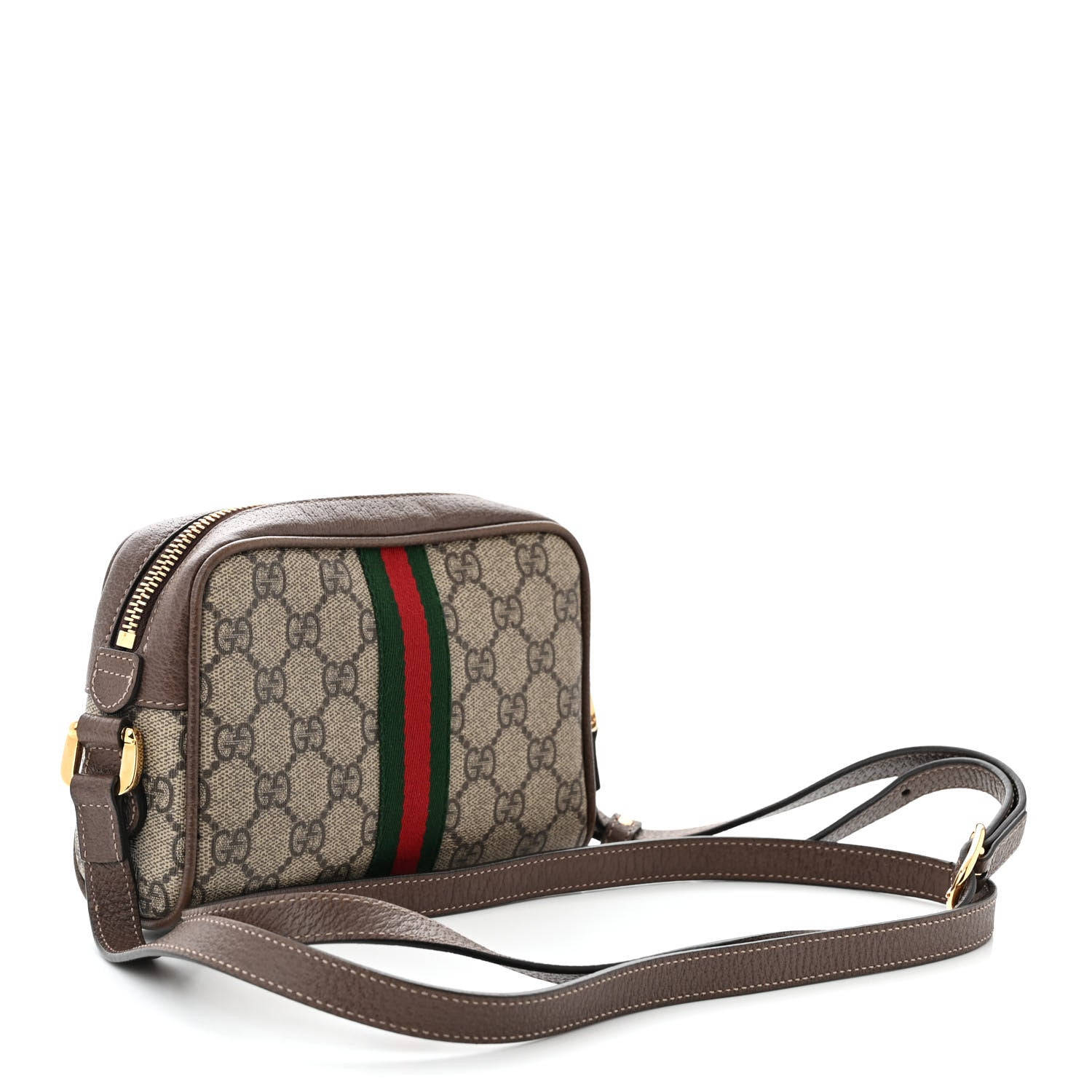Gucci GG Supreme Monogram Web Mini Ophidia Shoulder Bag Brown 3 of 11