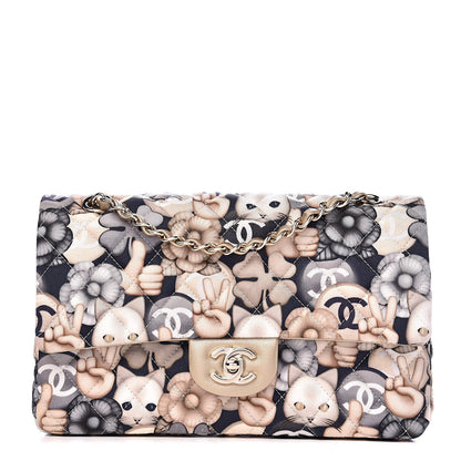 Chanel Nylon Quilted Medium Cat Emoticon Double Flap Navy Gold 1 of 11