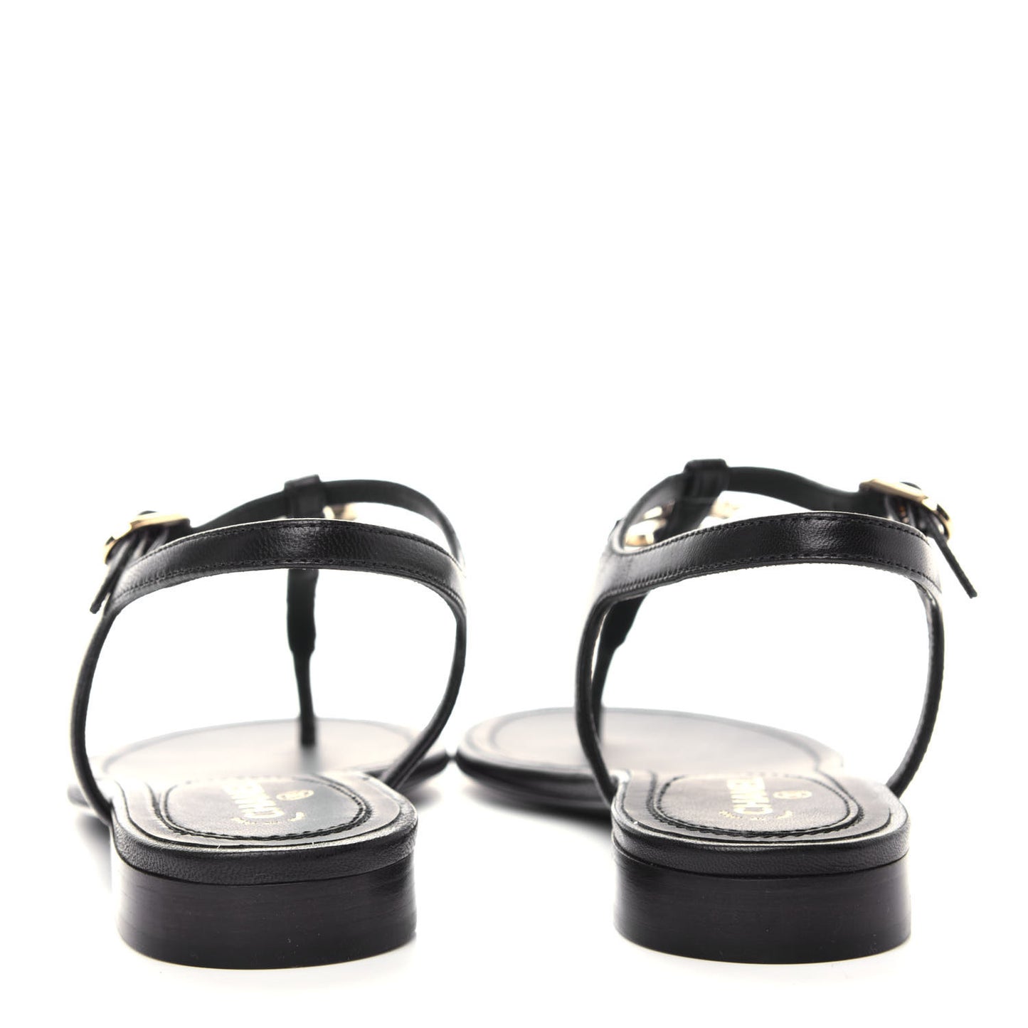 Lambskin Crystal CC Thong Sandals 35.5 Black