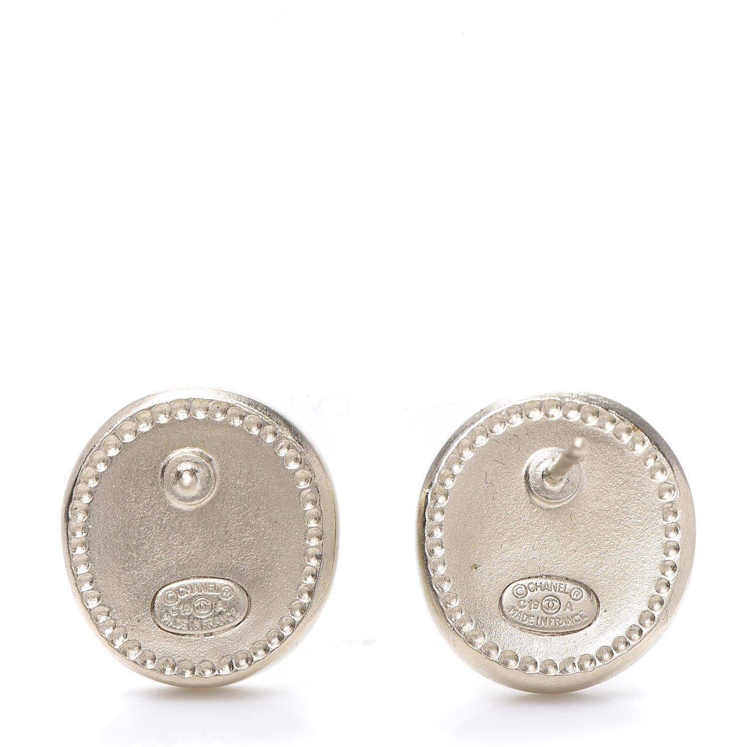 Chanel Crystal Papyrus Stud Earrings Gold 4 of 5