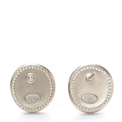 Chanel Crystal Papyrus Stud Earrings Gold 4 of 5
