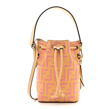 Fendi Vitello Liberty F is Fendi Bi-Color FF 1974 Embossed Mini Mon Tresor Bucket Bag Savana Lollypop 1 of 8