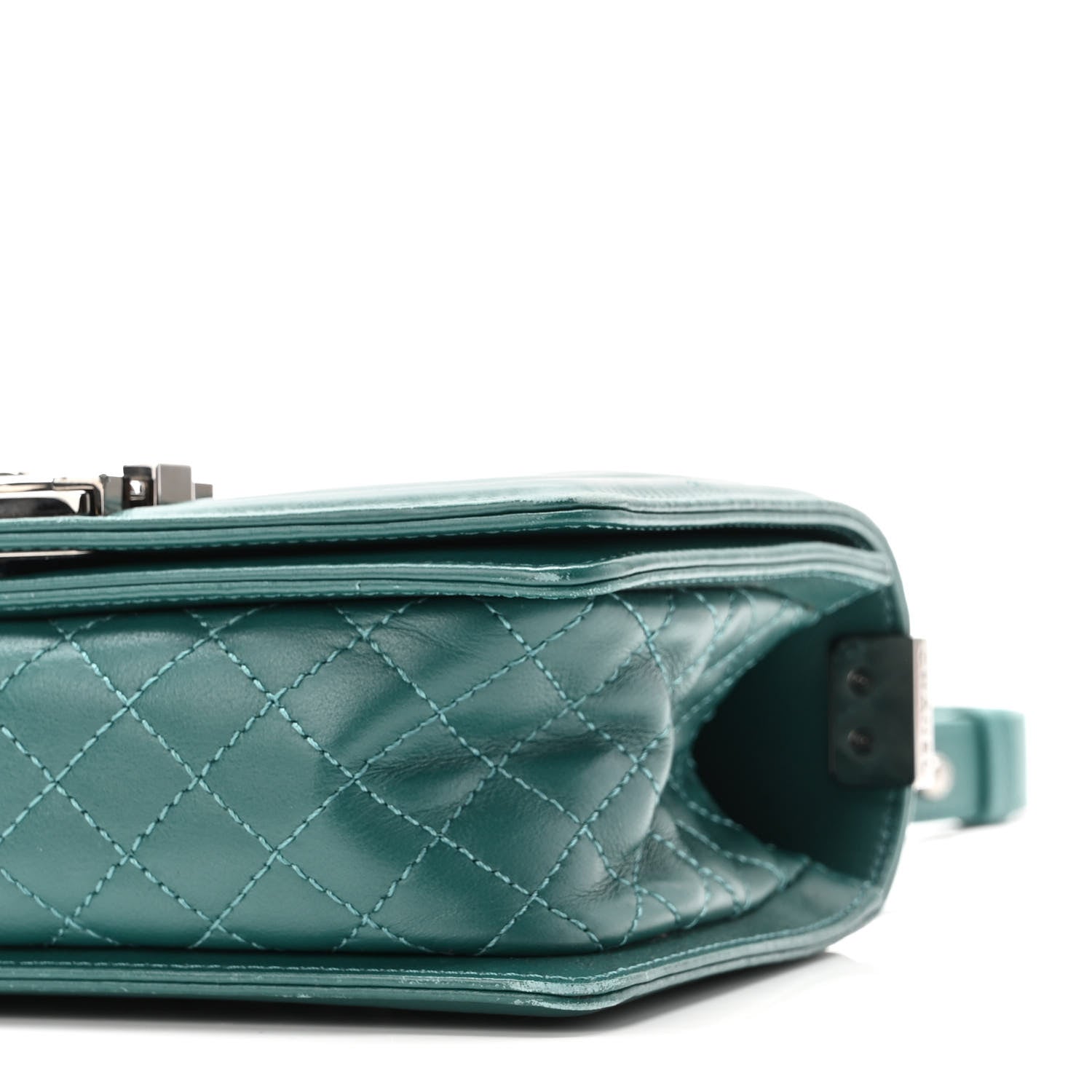Chanel Lambskin Chevron Quilted Small Boy Flap Turquoise 10 of 12