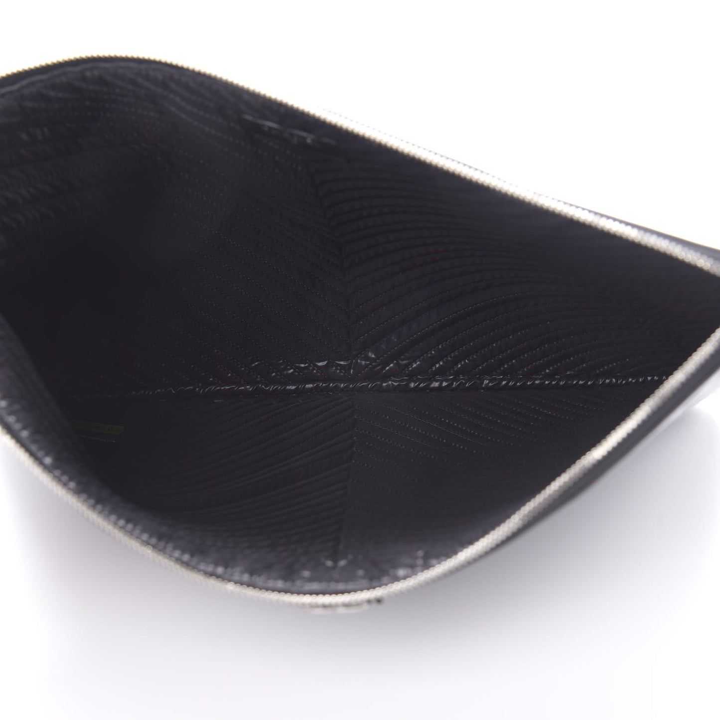 Calfskin Chevron Quilted Large Boy Cosmetic Case Black