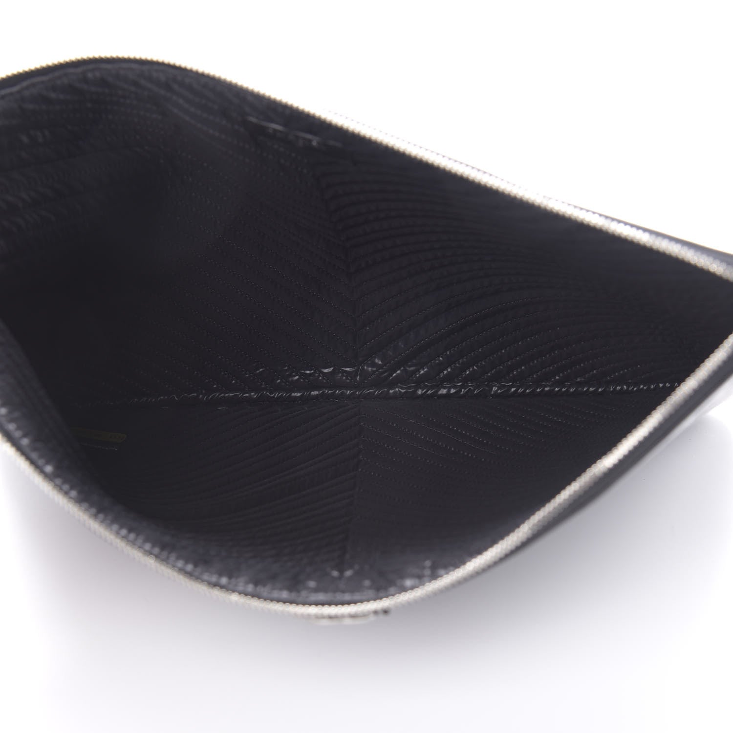 Chanel Calfskin Chevron Quilted Large Boy Cosmetic Case Black 5 of 7