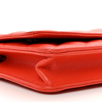 Chanel Caviar Quilted Wallet on Chain WOC Orange 9 of 12