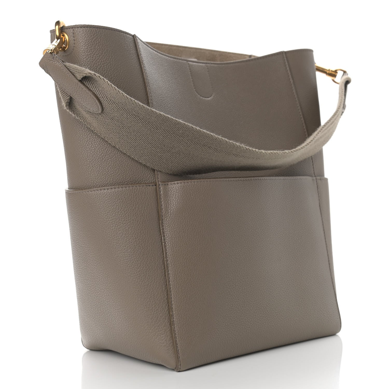 Celine Soft Grained Calfskin Sangle Bucket Bag Taupe 3 of 12