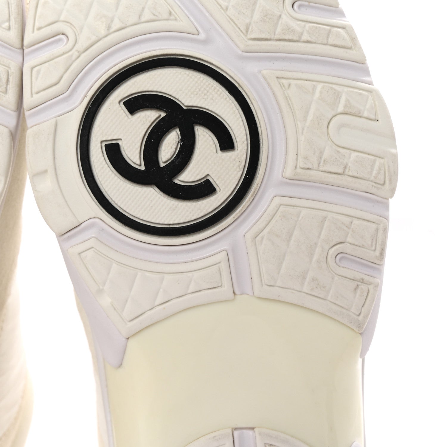 Chanel Suede Calfskin Fabric CC Sneakers 38 White 7 of 9