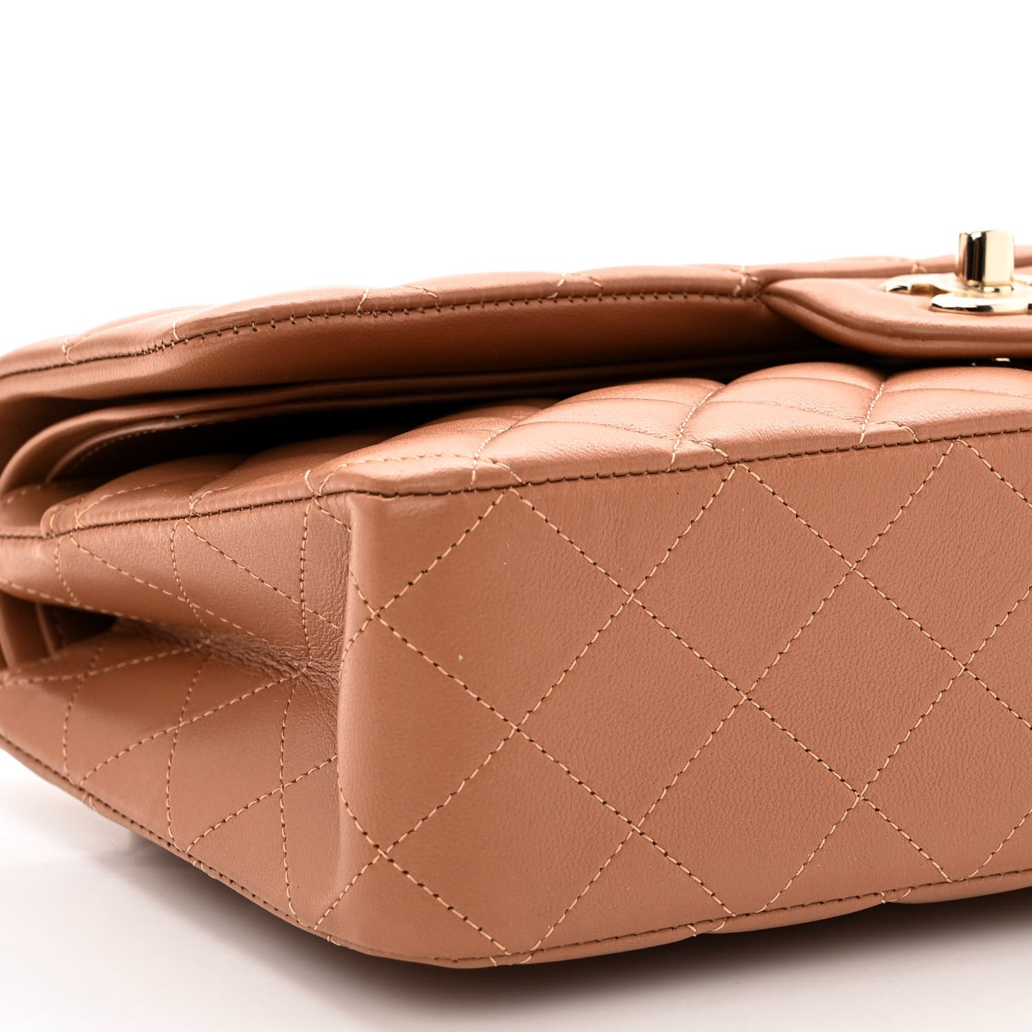 Lambskin Quilted Medium Double Flap Brown