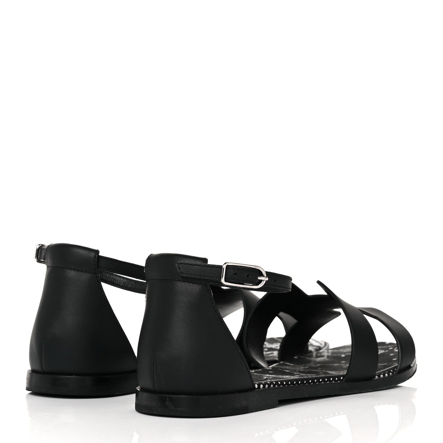 Hermes Calfskin Santorini Sandals 36.5 Black 8 of 18