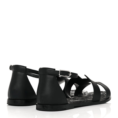 Hermes Calfskin Santorini Sandals 36.5 Black 8 of 18
