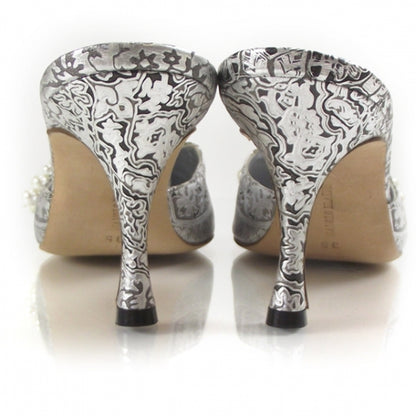 FASHIONPHILE MANOLOBLAHNIKLeatherSilverLacePumps38 3 of 8