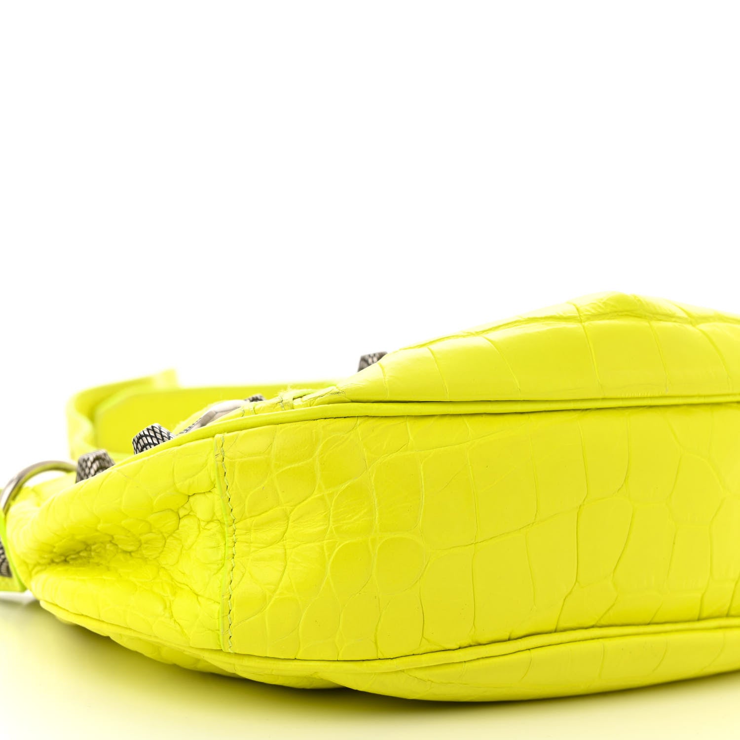 Balenciaga Extra Supple Calfskin Crocodile Embossed Le Cagole Shoulder Bag XS Fluo Yellow 10 of 13