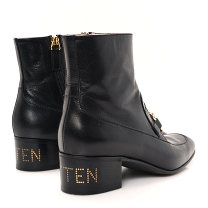 Gucci Goatskin Kitten Chain Horsebit Ankle Boots 37.5 Black 5 of 10
