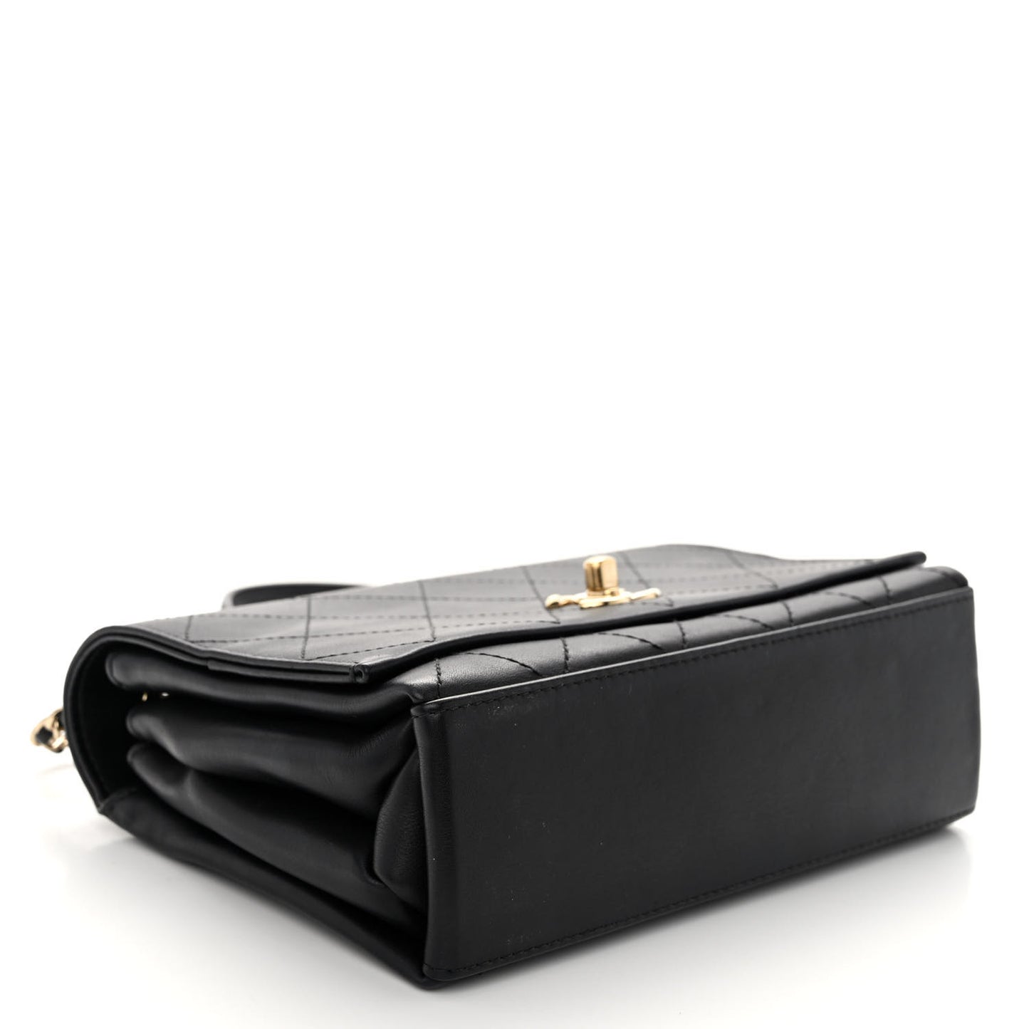 Calfskin Stitched Large Flap Black