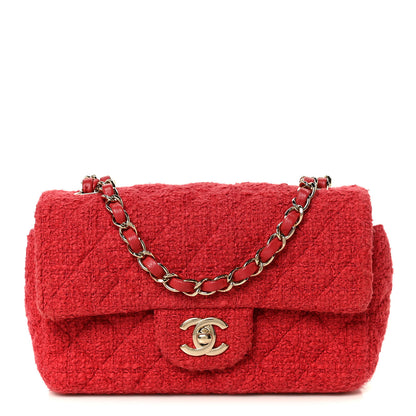 Chanel Tweed Quilted Mini Rectangular Flap Red 1 of 11