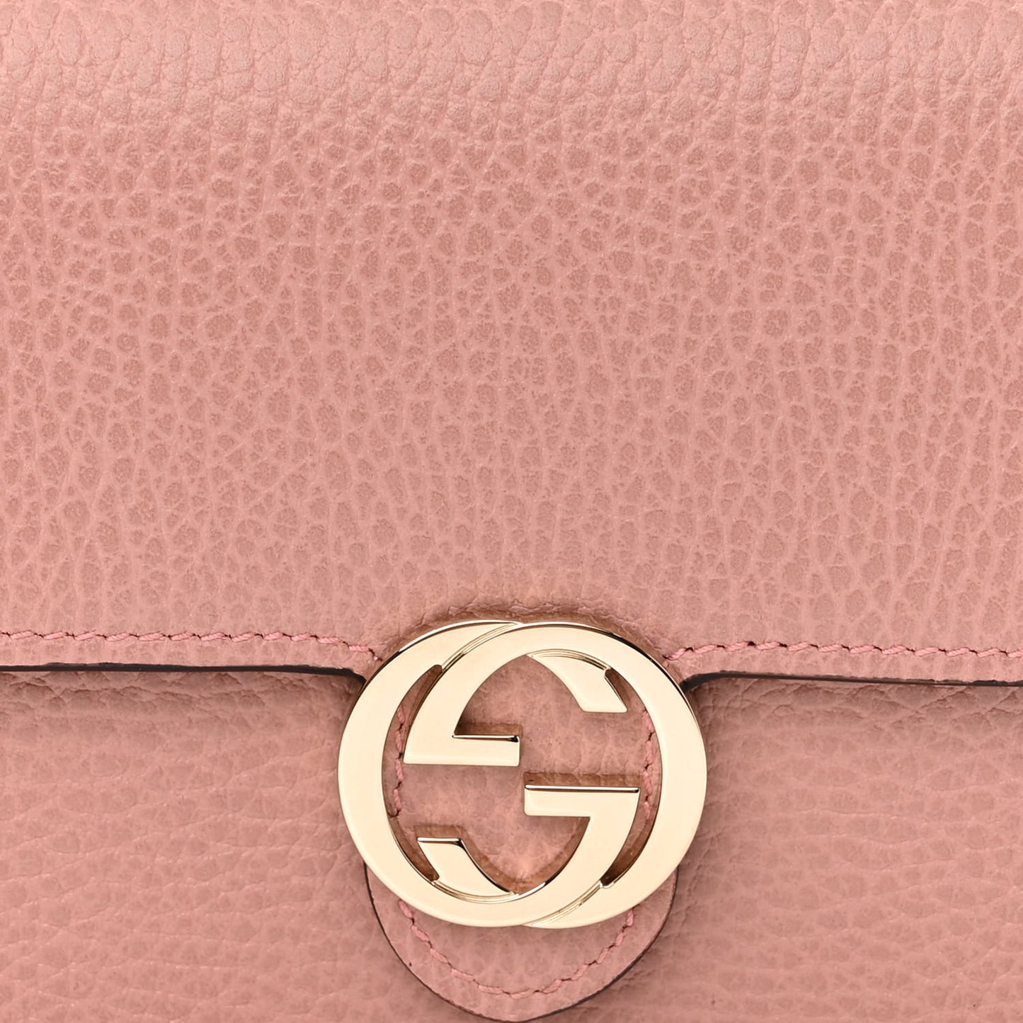 Dollar Calfskin Interlocking G Chain Wallet Soft Pink