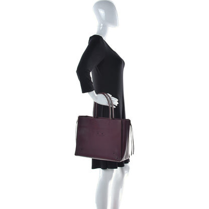 Balenciaga Calfskin Blackout Hardware Perforated Papier B4 Tote Burgundy 2 of 13
