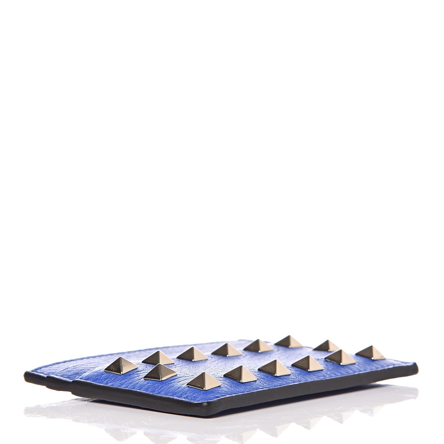 Valentino Garavani Pebbled Calfskin Rockstud Card Holder Acid Blue 4 of 9
