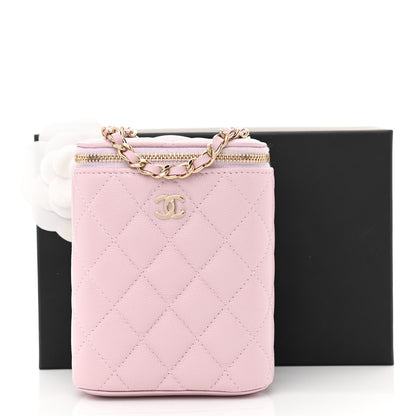 Chanel Caviar Quilted Small Vertical Coco Beauty Vanity Case With Chain Light Pink 11 of 11
