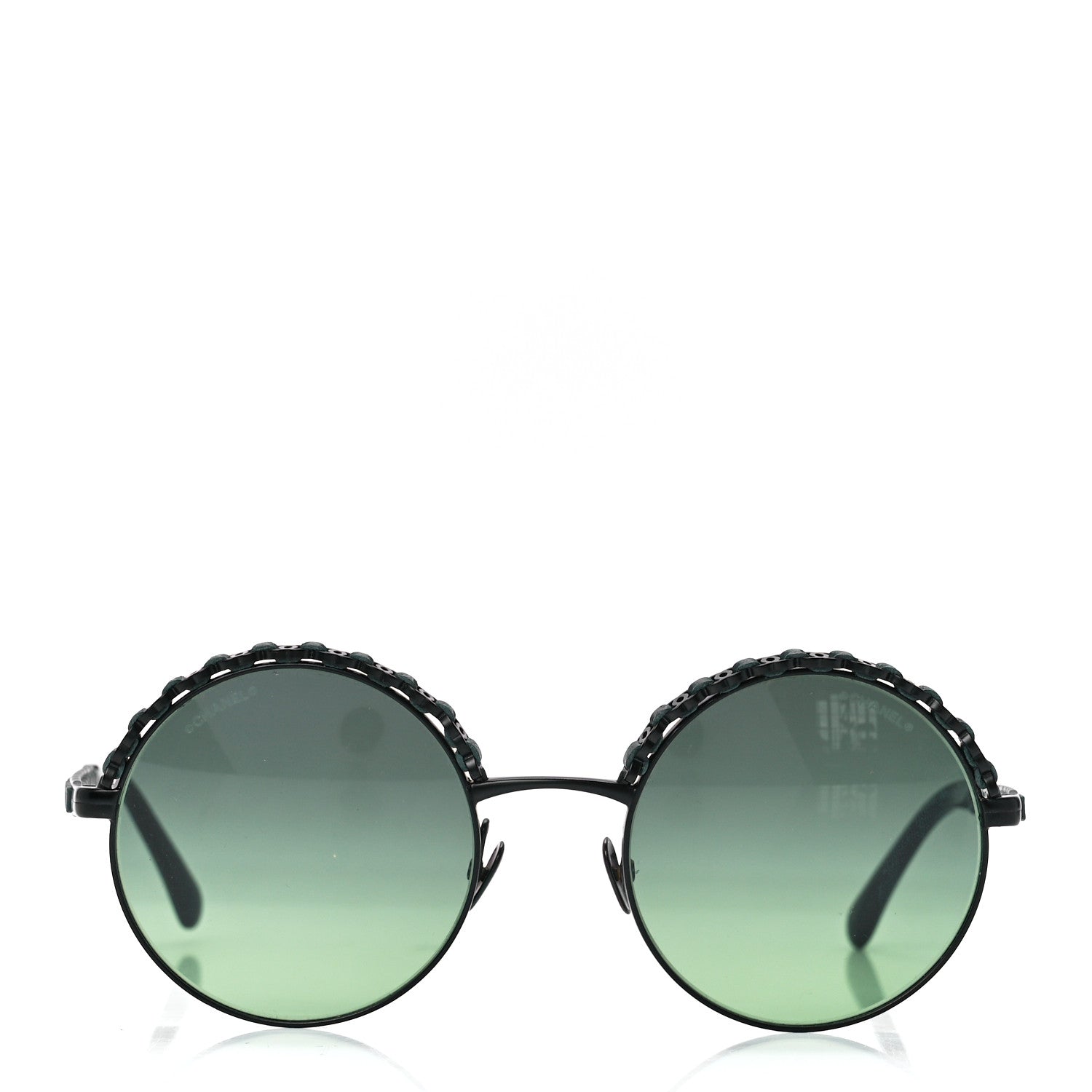 Chanel Metal Calfskin Round Chain Sunglasses 4265-Q Black 2 of 8
