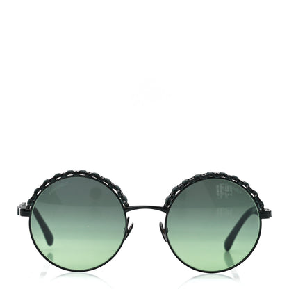 Chanel Metal Calfskin Round Chain Sunglasses 4265-Q Black 2 of 8