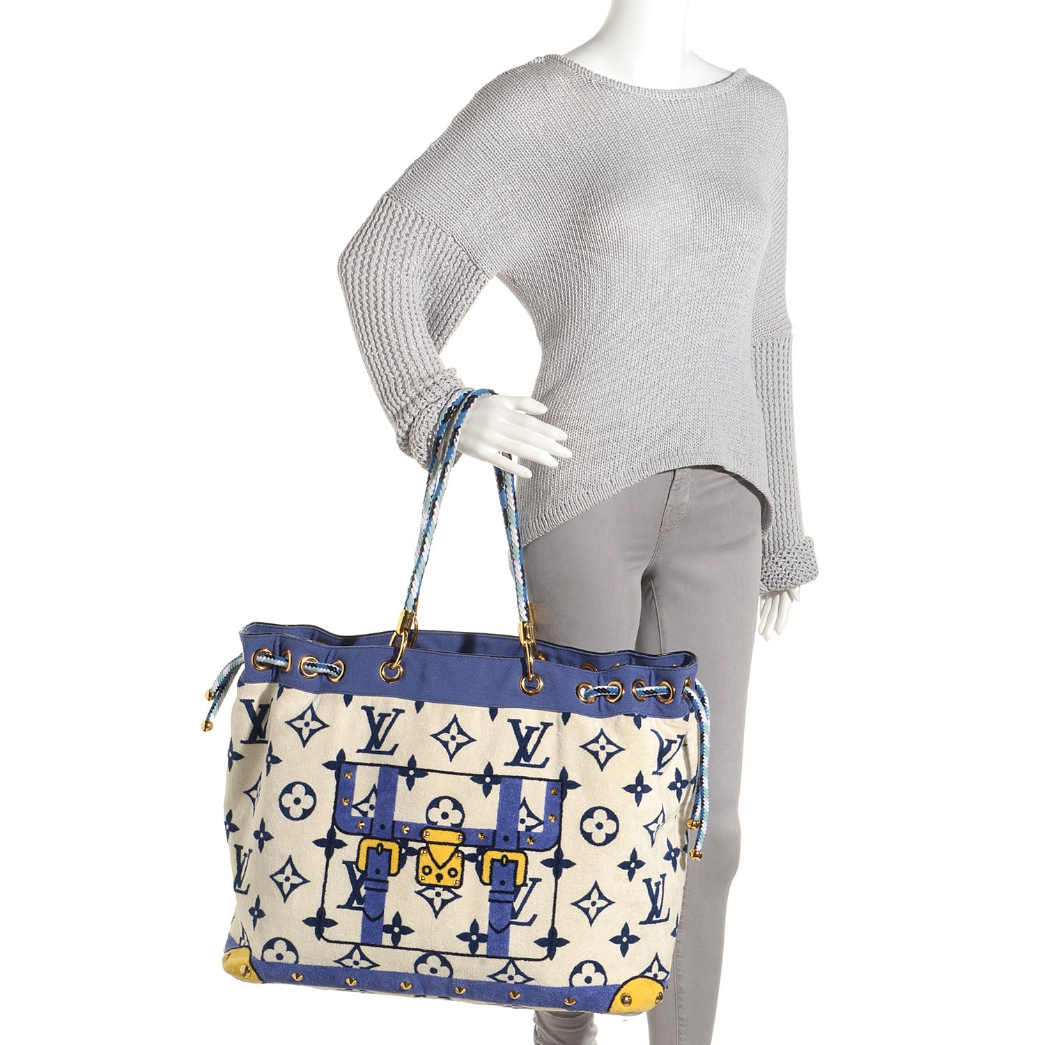 Louis Vuitton Cotton Monogram Eponge Cabas Blue 2 of 6
