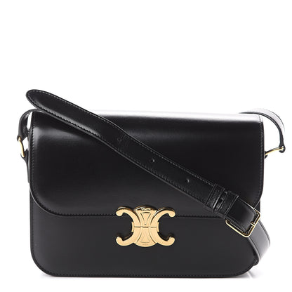 Celine Shiny Calfskin Medium Triomphe Black 1 of 8