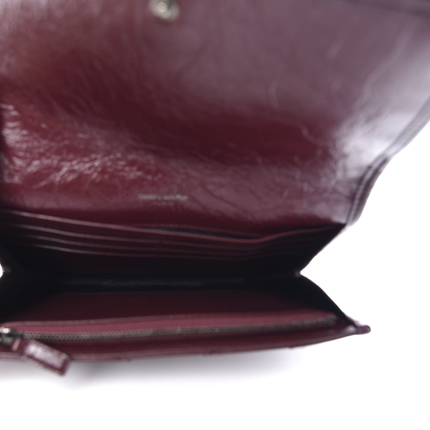 Saint Laurent Crinkled Calfskin Matelasse Monogram Niki Wallet Rouge Legion 5 of 8
