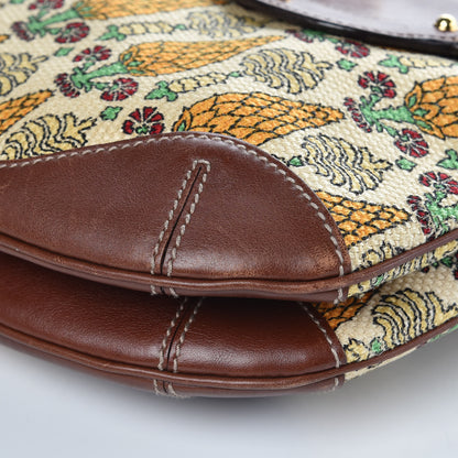 Gucci Canvas Pigna Print Peggy Bamboo Top Handle Bag Brown 9 of 13