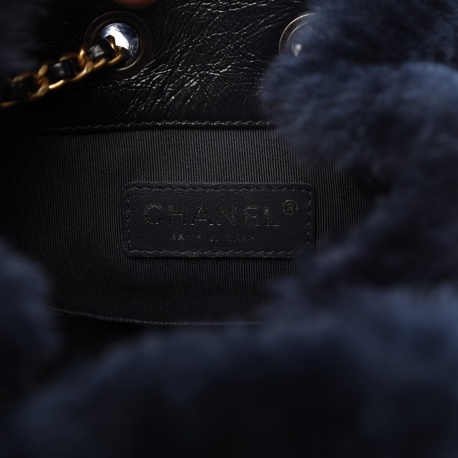 Chanel Shearling Small Gabrielle Backpack Navy 8 of 11
