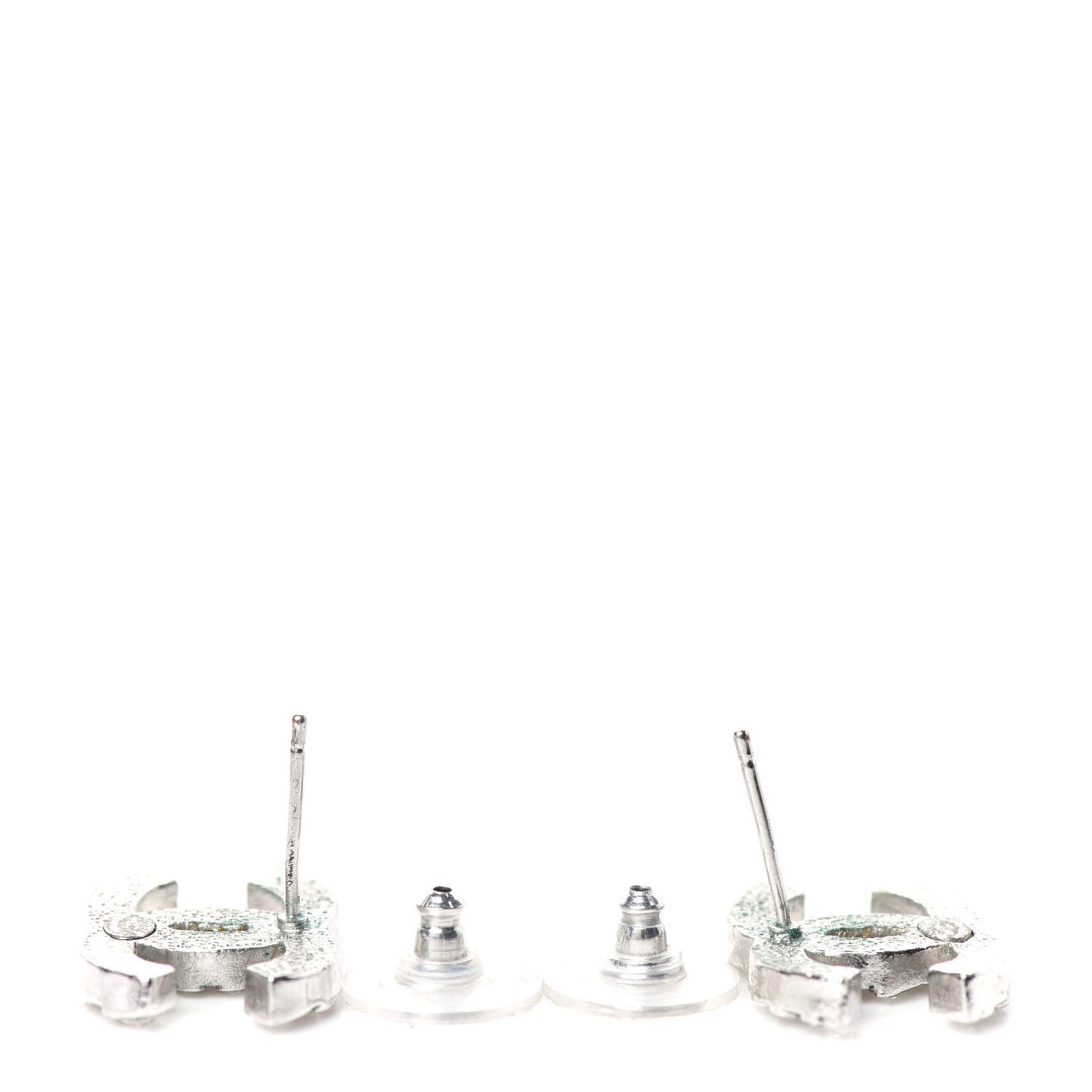 Baguette Crystal CC Earrings Silver