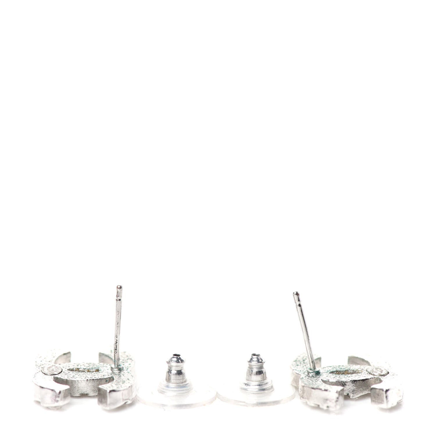 Chanel Baguette Crystal CC Earrings Silver 3 of 4