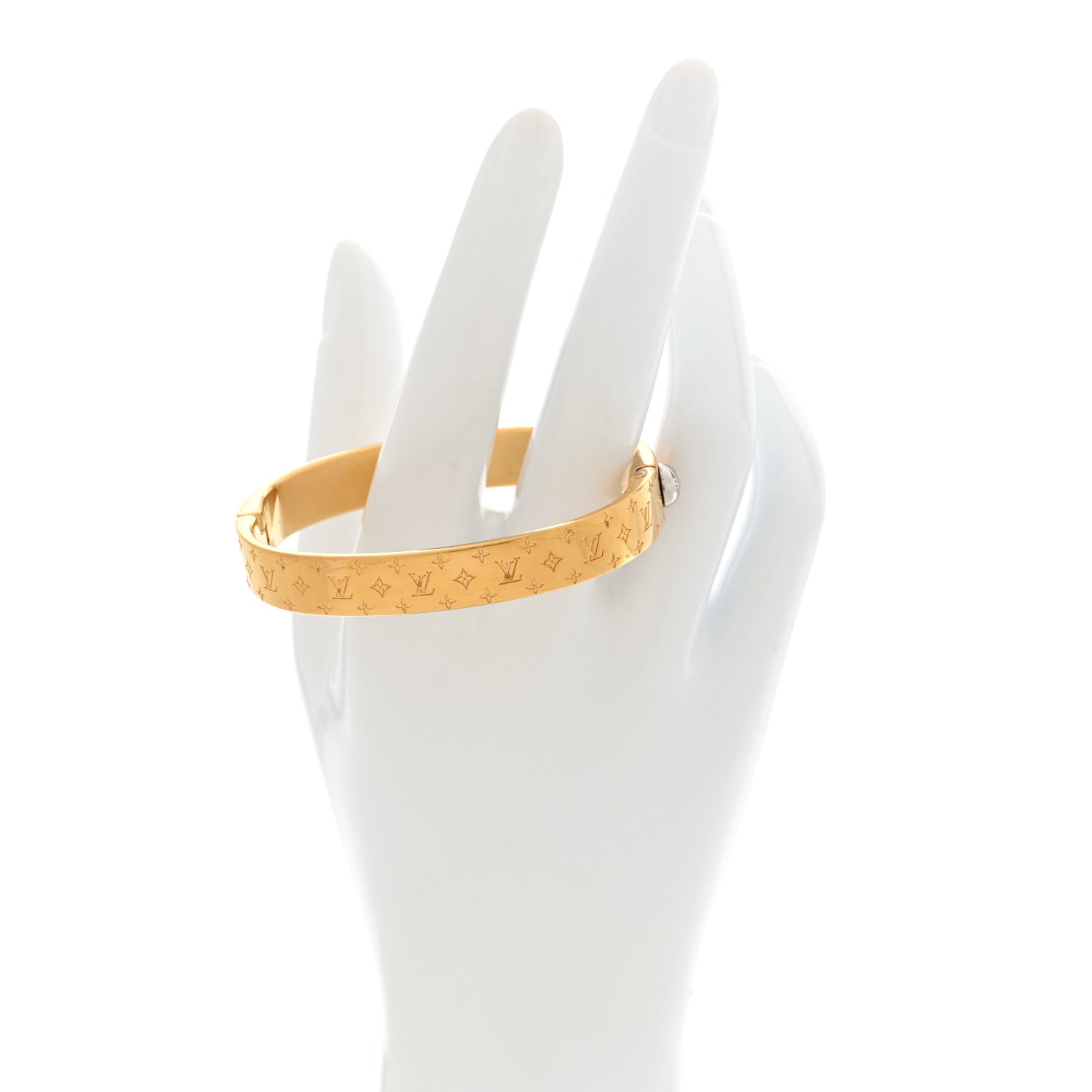 Louis Vuitton Brass Monogram Nanogram Cuff S Gold 6 of 8