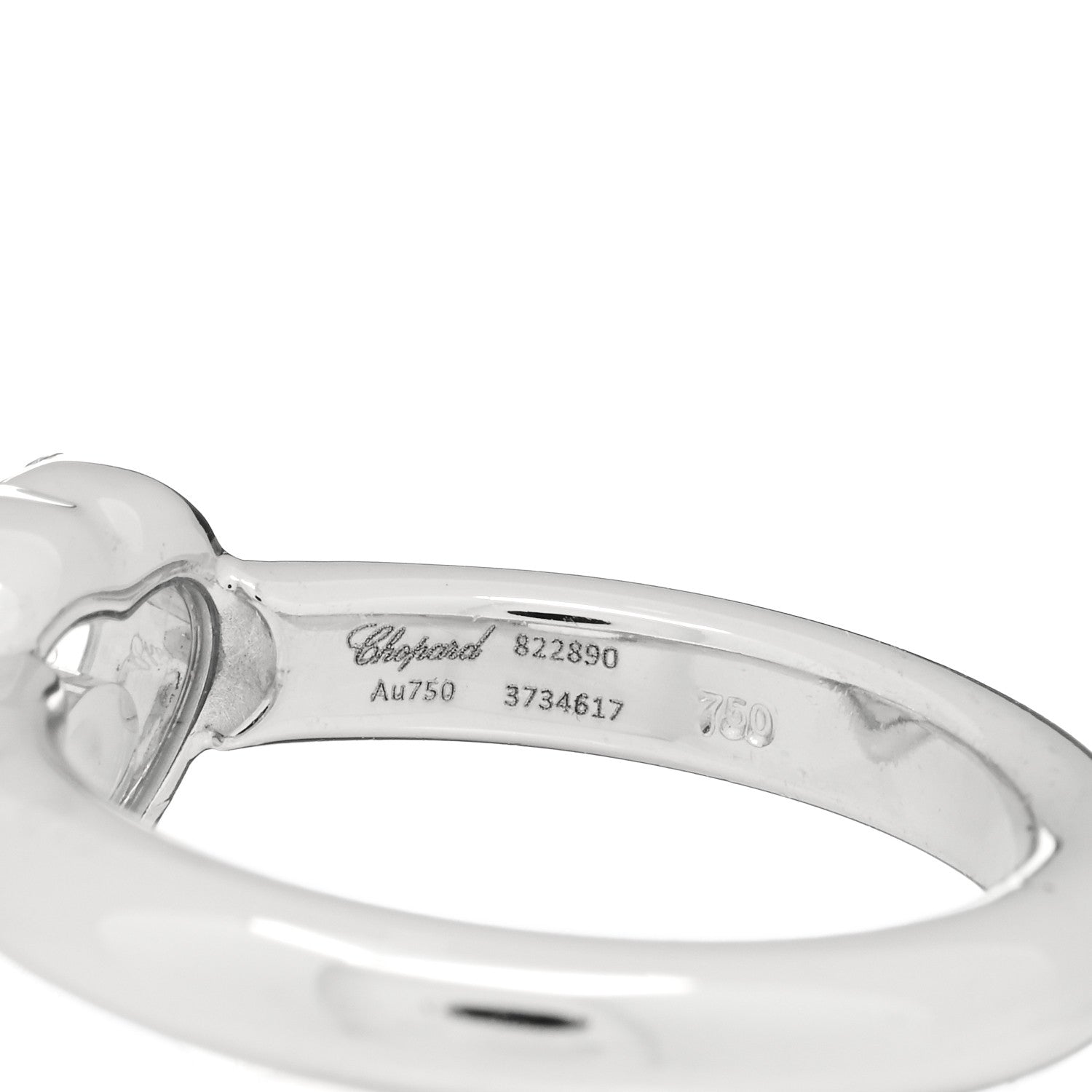 Chopard 18K White Gold Diamond Happy Diamonds Heart Ring 50 5.25 4 of 4
