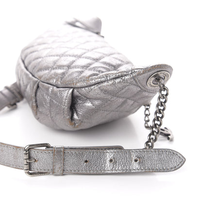 Chanel Metallic Goatskin Quilted Banane Waist Bag Fanny Pack Silver 7 of 13