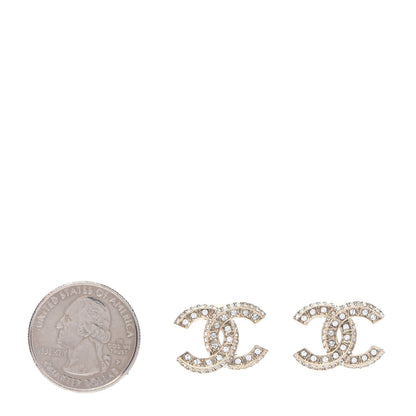 Chanel Crystal Timeless CC Earrings Light Gold 2 of 5