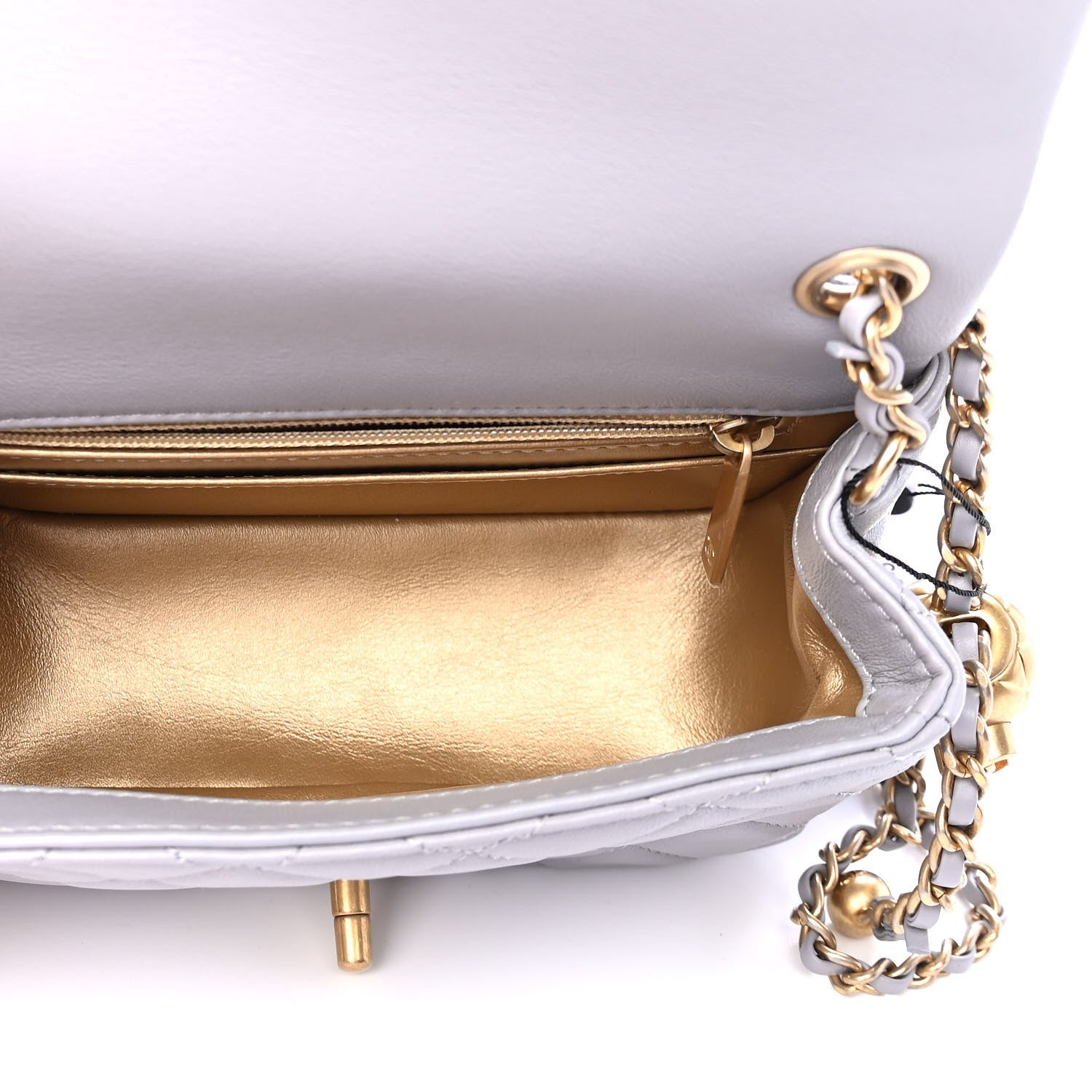 Chanel Lambskin Quilted Mini Pearl Crush Flap Light Grey 4 of 4