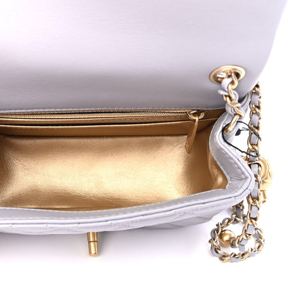 Chanel Lambskin Quilted Mini Pearl Crush Flap Light Grey 4 of 4