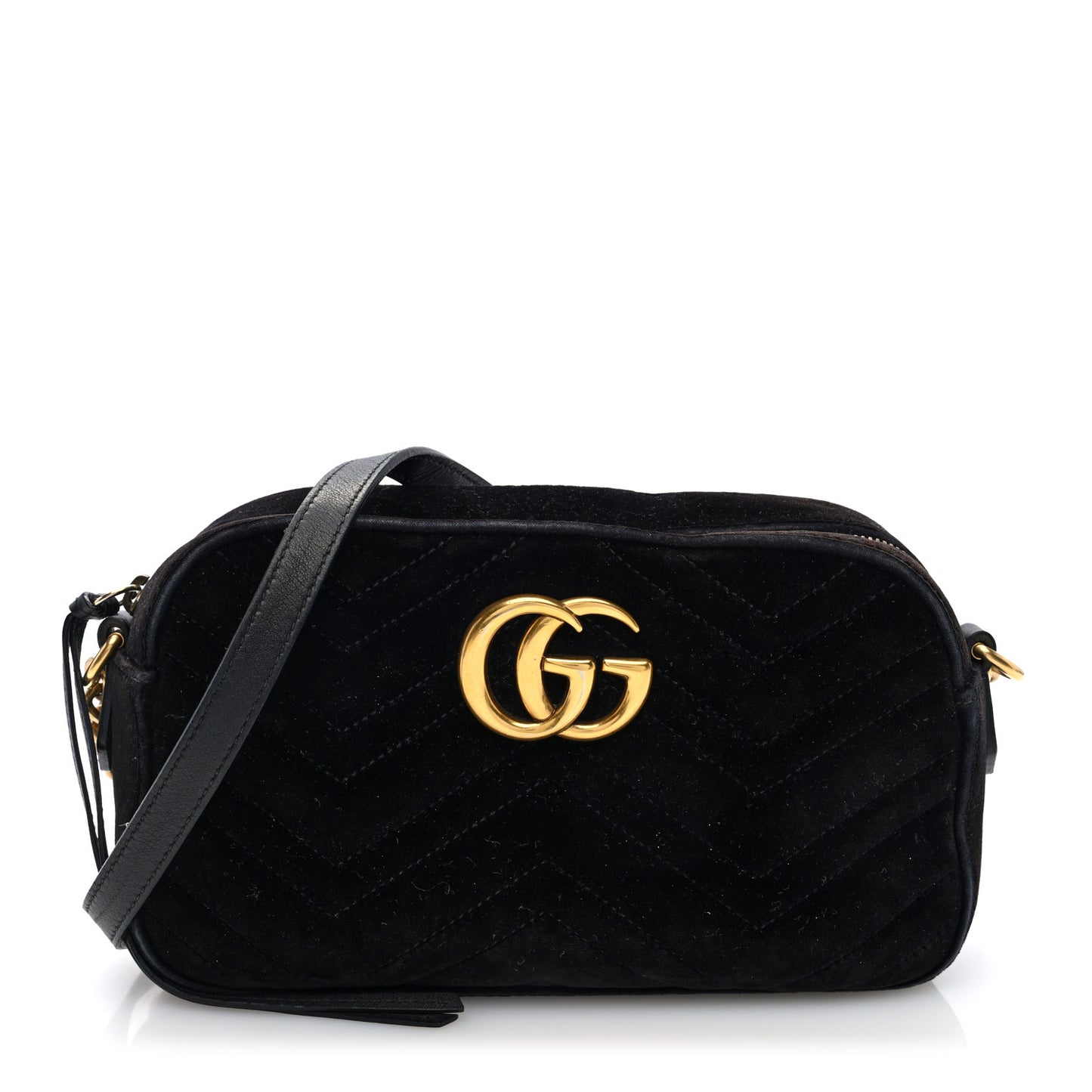 Velvet Matelasse Small GG Marmont Chain Shoulder Bag Black