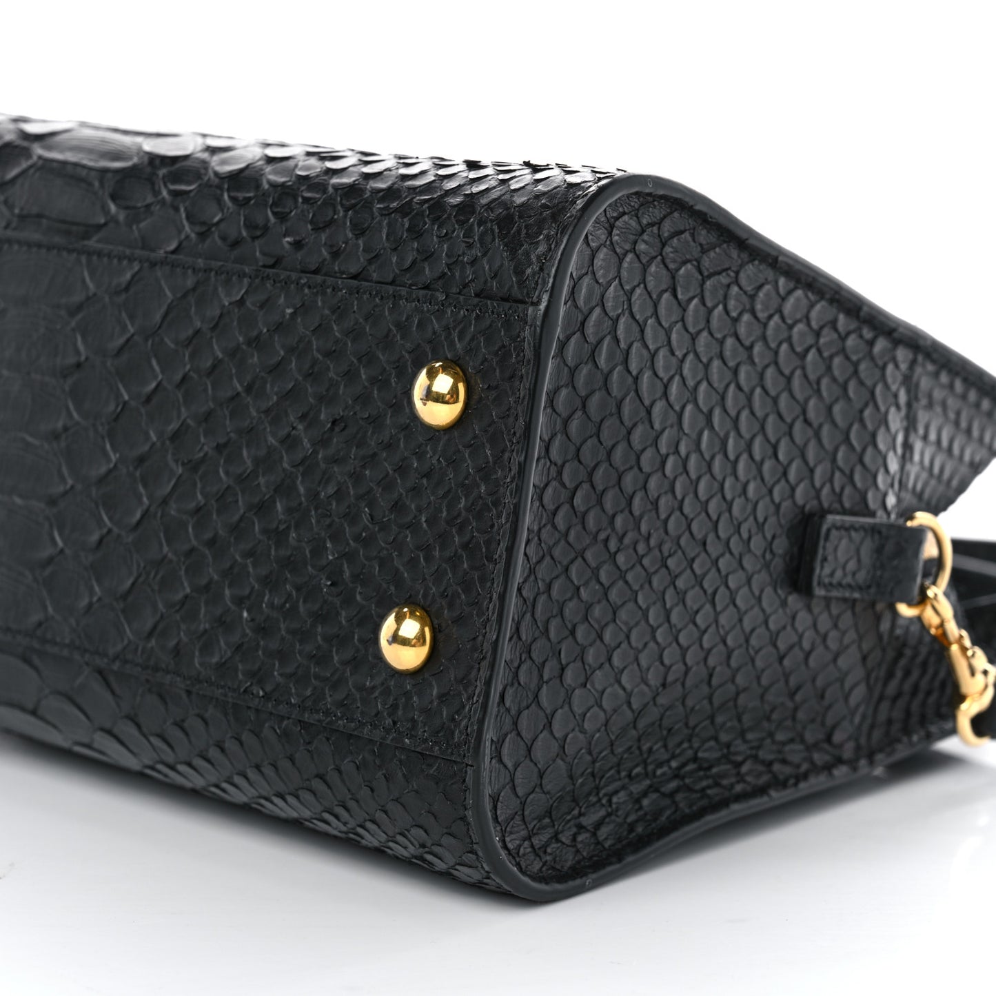 Python Calfskin Embossed Monogram Baby Cabas Black